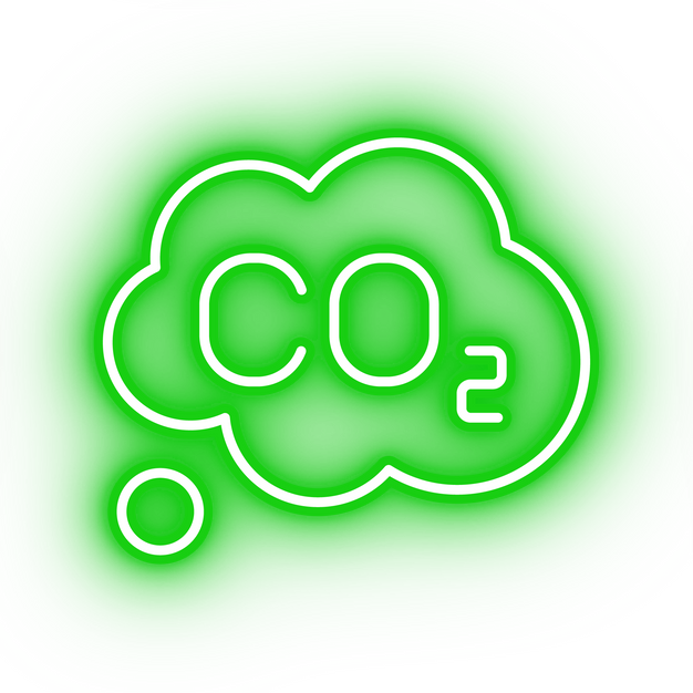 Neon green co2 icon